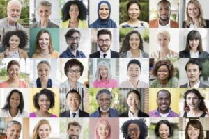 A collage of many different people smiling for the camera.